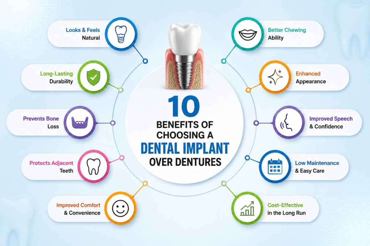 10 Benefits of Choosing a Dental Implant Over Dentures